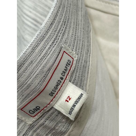 Gap Striped Pleated High Waisted Mini Skirt Pockets Grey White Womens 12 Preppy - Picture 5 of 8